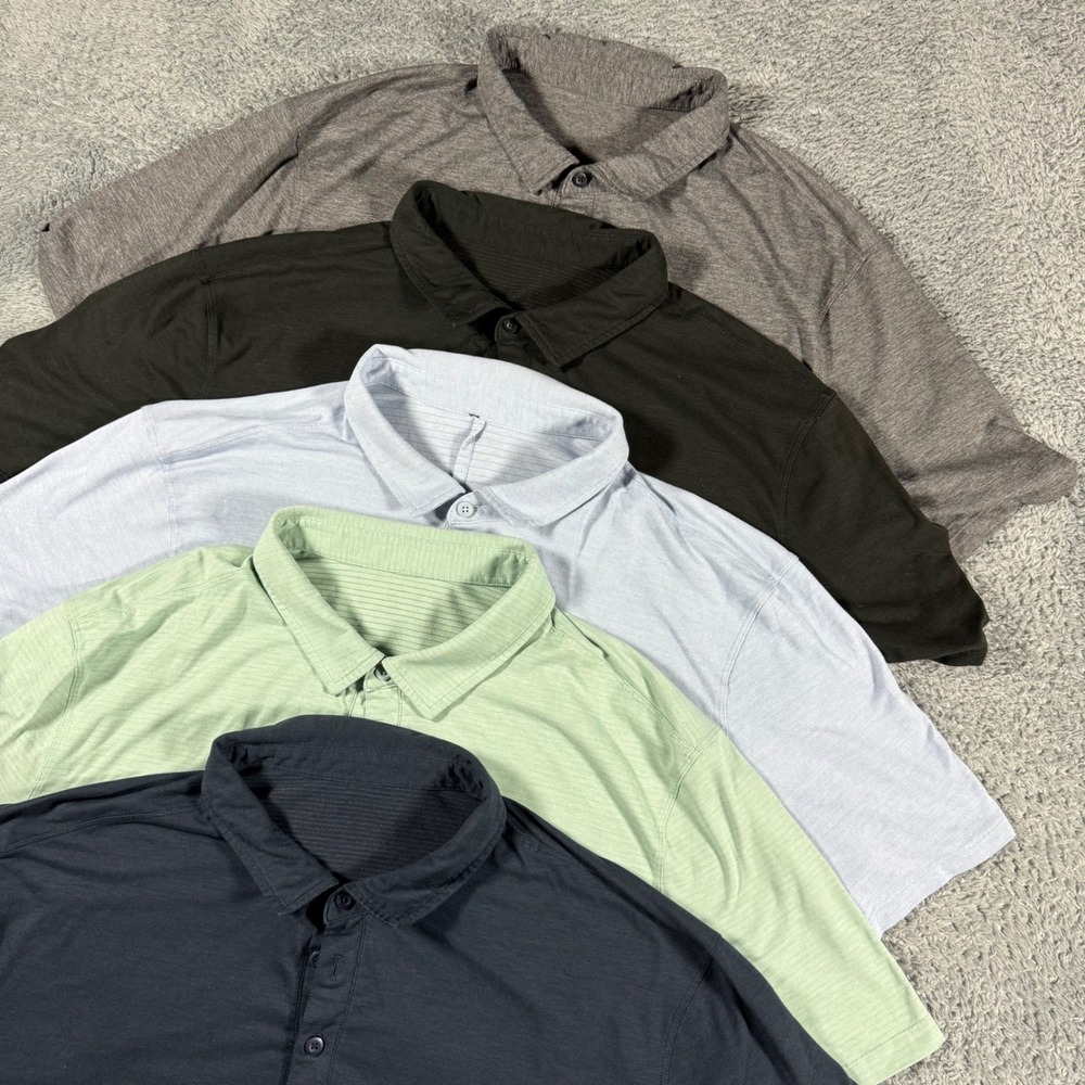 Lot of 5 Lululemon Performance Polo Shirt Mens XL Multicolor Bundle Golf Stretch